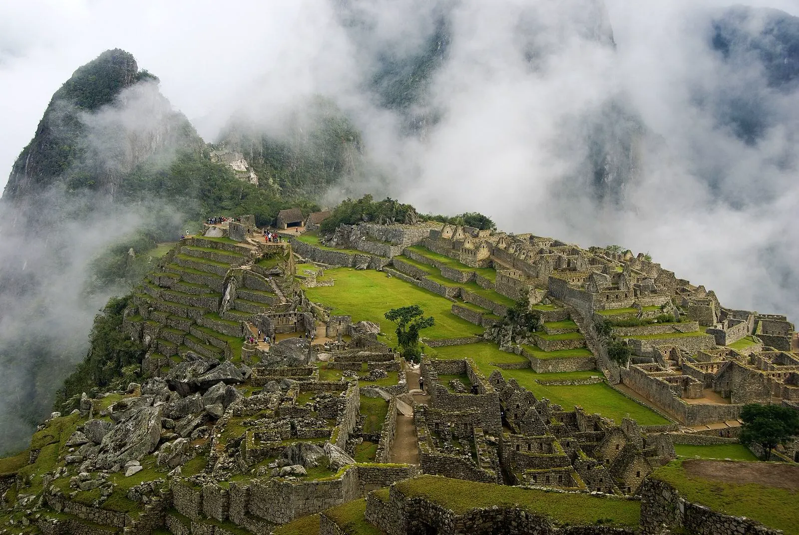 Machu Picchu in cloud. In the rainy season, the view comes and goes.